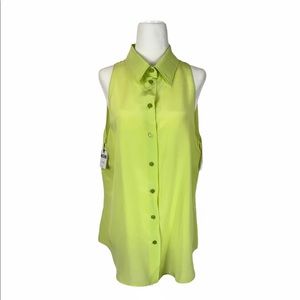 NWT Moschino Couture Green Silk Sleeveless Blouse
